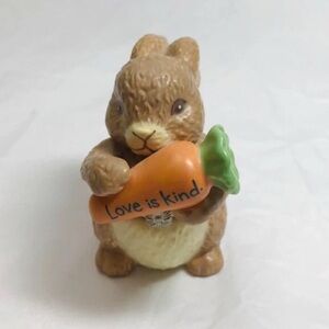 Bunny Rabbit Ceramic Trinket Box Love is Kind Easter Signed Hand Painted Hinged